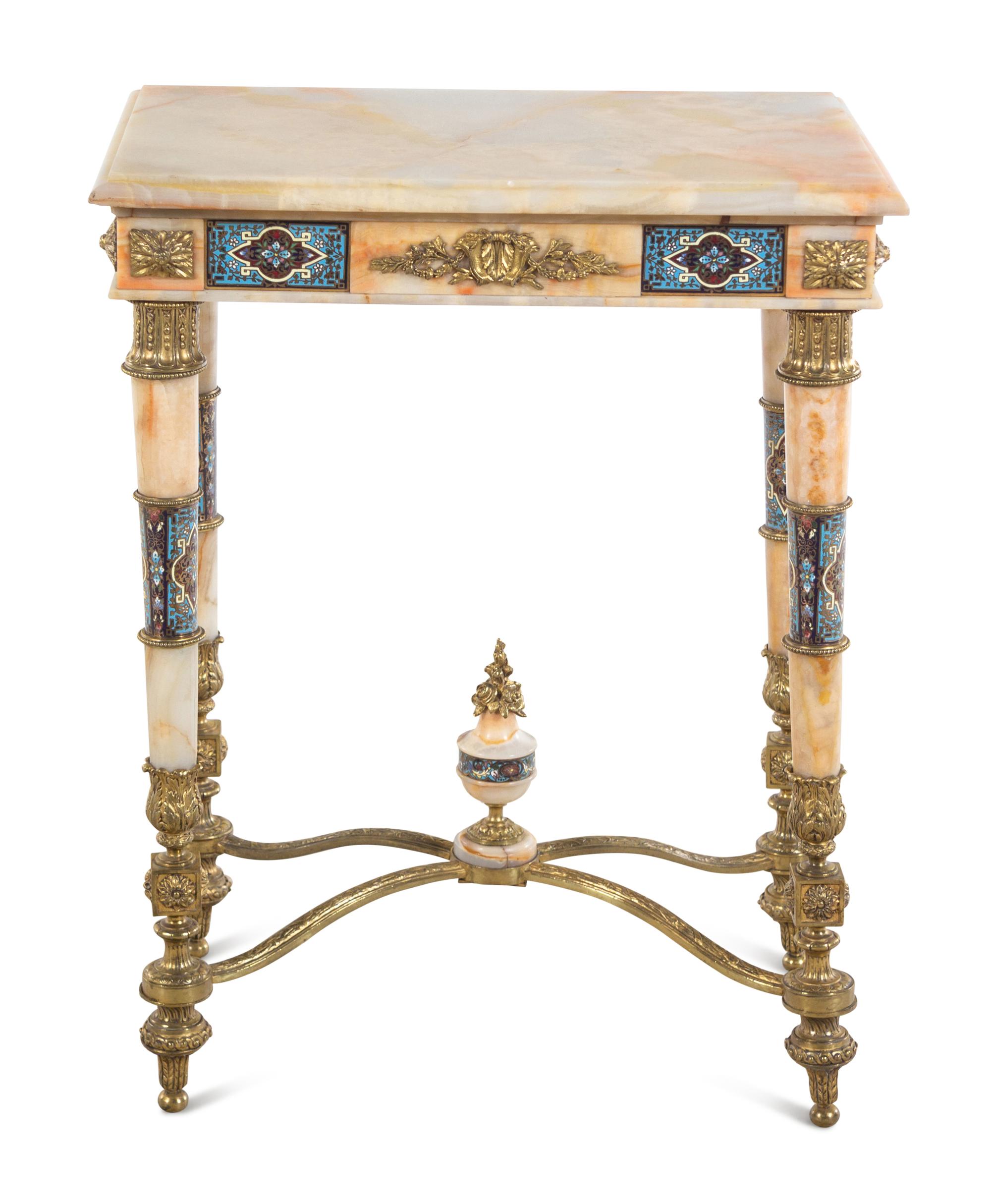 A French Onyx, Gilt Bronze and Champlevé Side Table