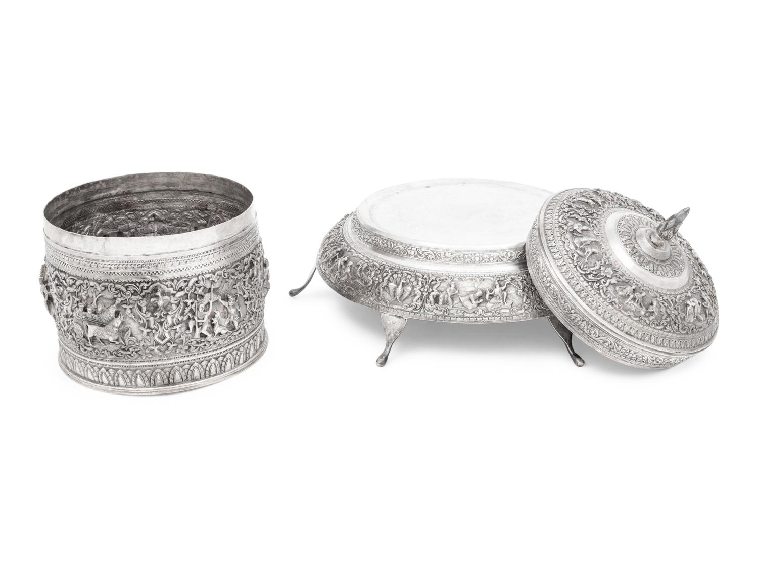 A Southeast Asian Silver Covered Jar on Stand