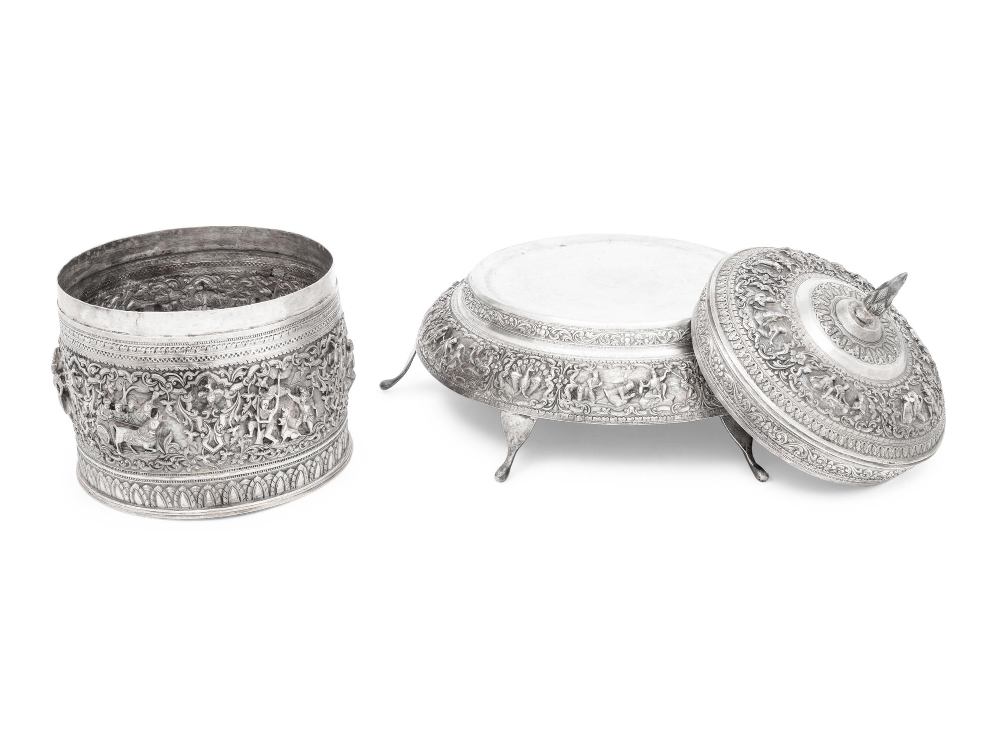 A Southeast Asian Silver Covered Jar on Stand