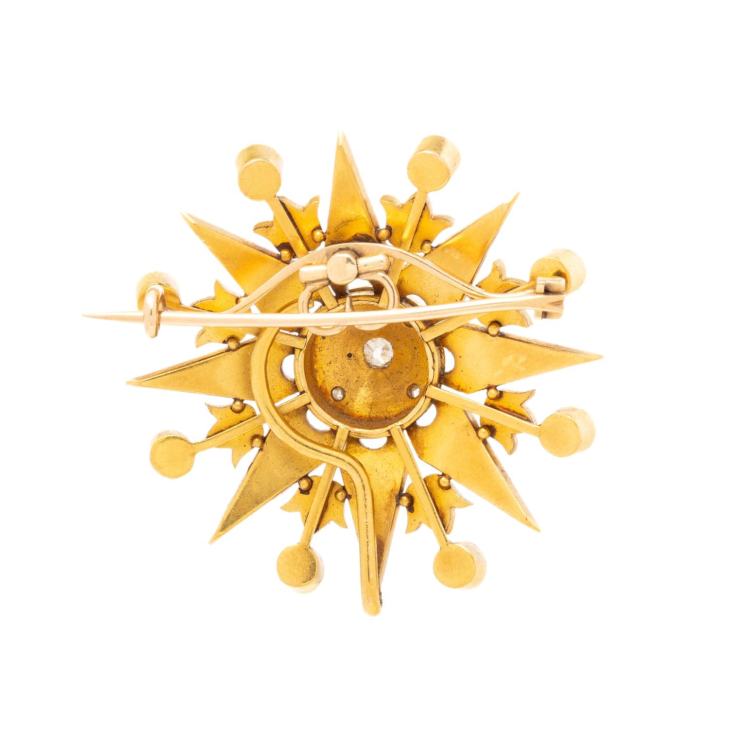 ANTIQUE, CULTURED PEARL, DIAMOND, AND YELLOW GOLD PENDANT