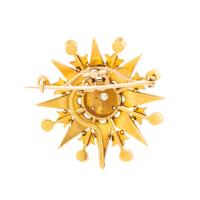 ANTIQUE, CULTURED PEARL, DIAMOND, AND YELLOW GOLD PENDANT