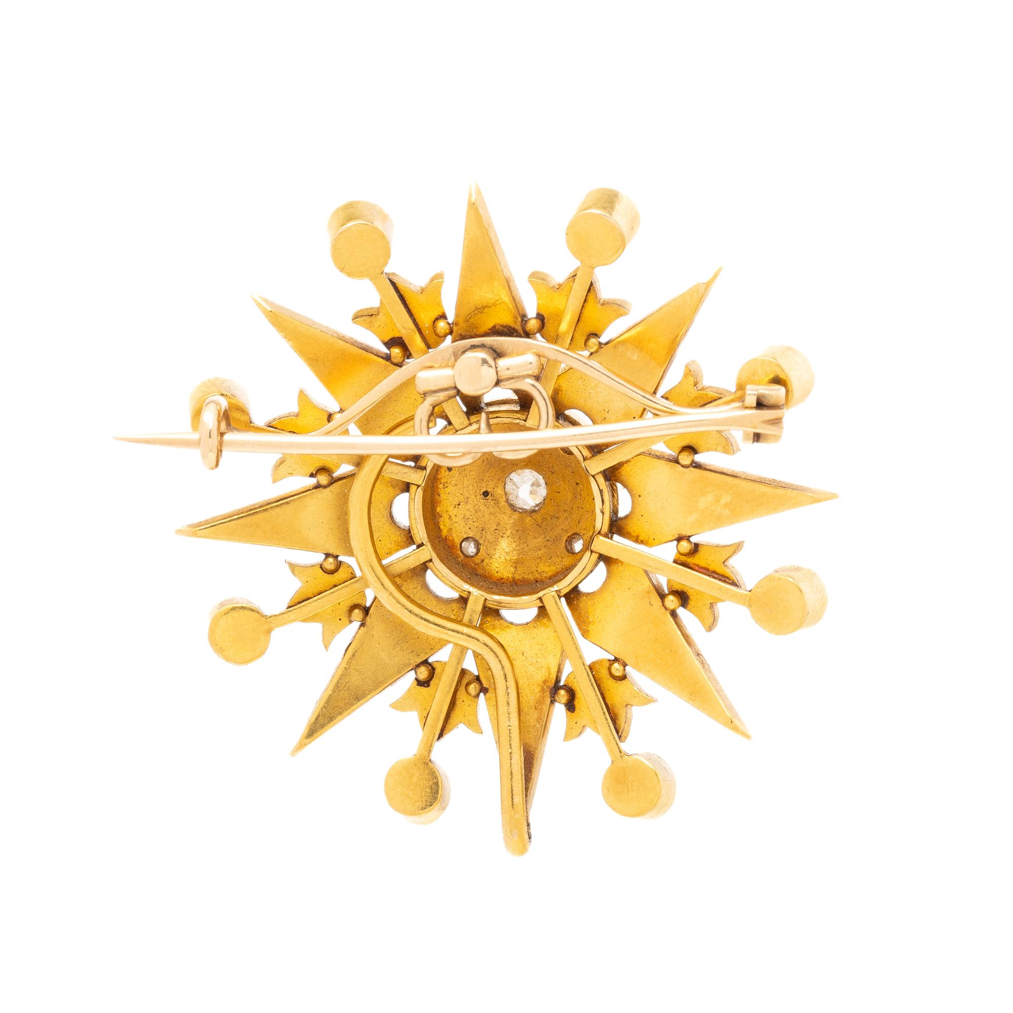 ANTIQUE, CULTURED PEARL, DIAMOND, AND YELLOW GOLD PENDANT
