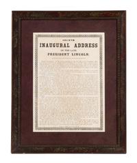 [LINCOLN, Abraham (1809-1865)] . Second Inaugural Address of the Late President Lincoln. New York: James Miller, [1865].