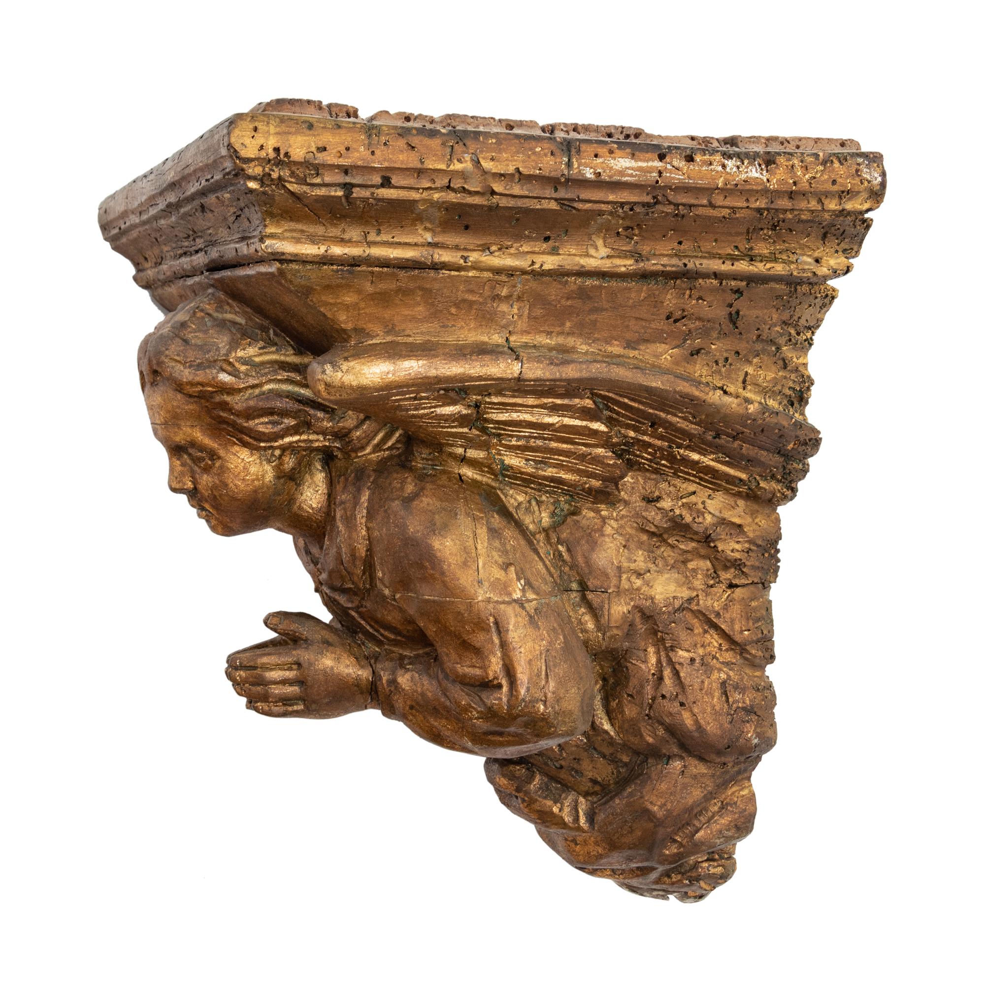 An Italian Giltwood Figural Bracket