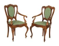 A Pair of Anglo-Colonial Tamarind Wood Armchairs