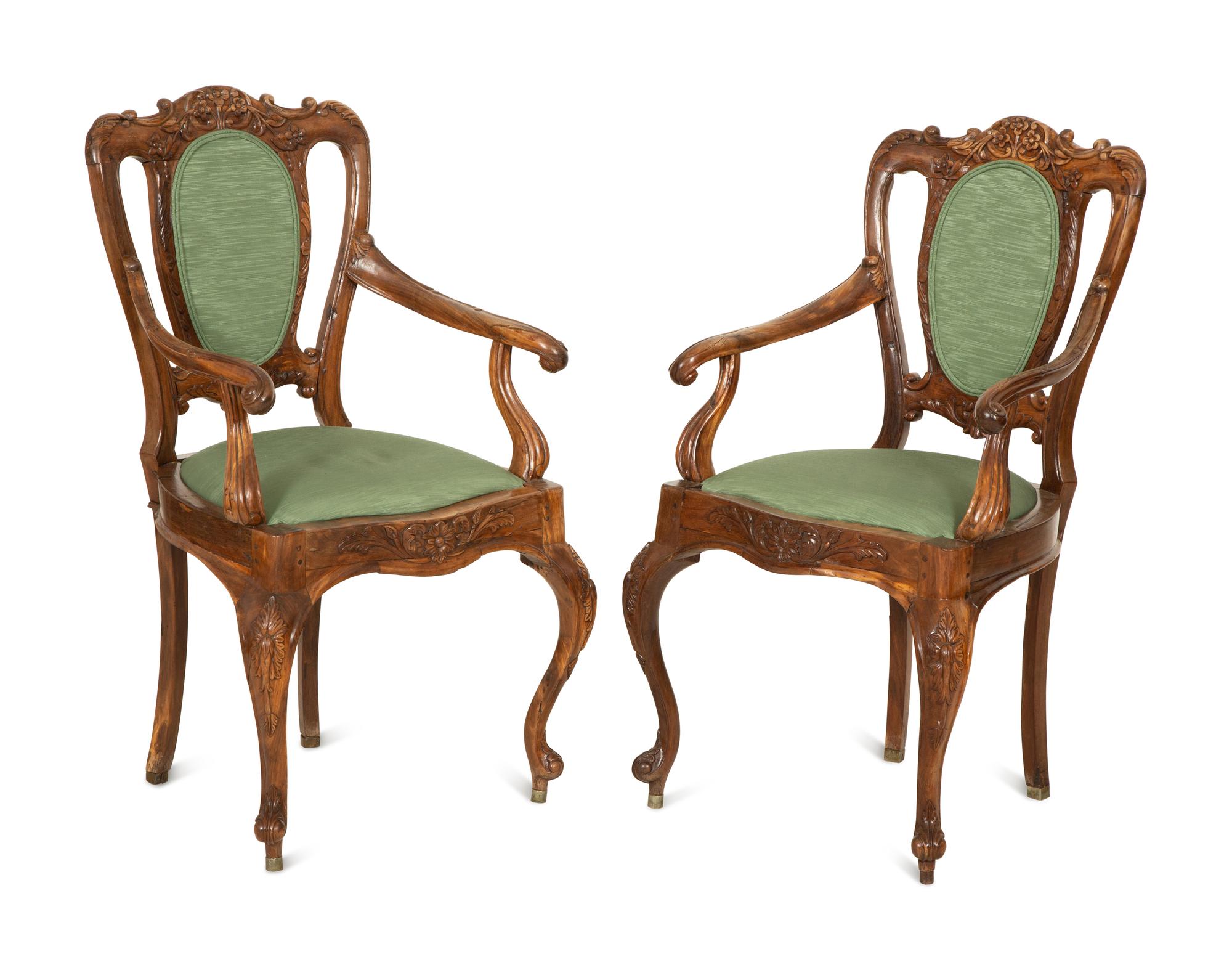 A Pair of Anglo-Colonial Tamarind Wood Armchairs