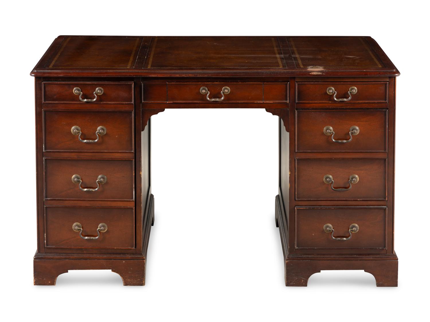 A George III Style Mahogany Pedestal Desk