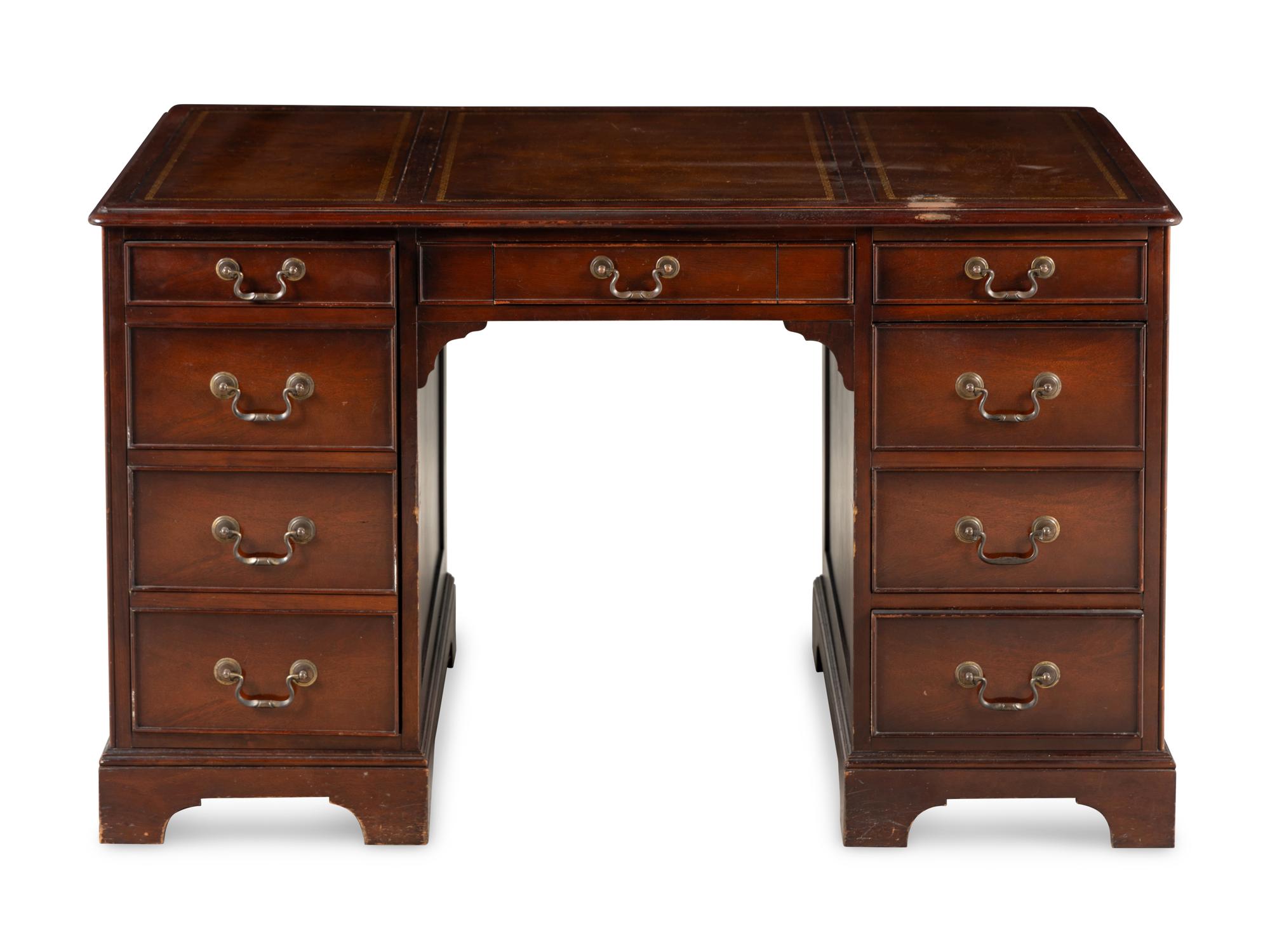 A George III Style Mahogany Pedestal Desk