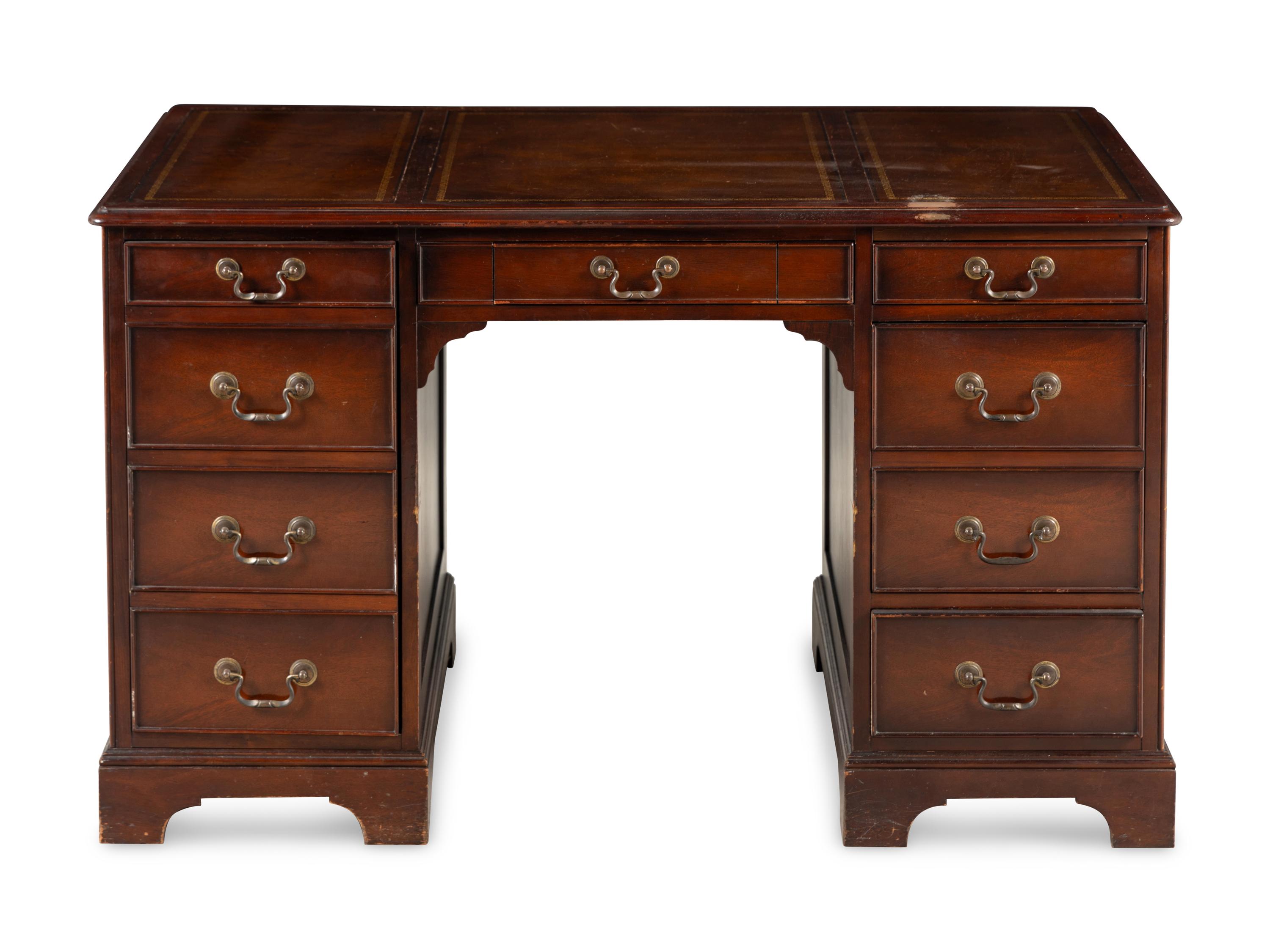 A George III Style Mahogany Pedestal Desk