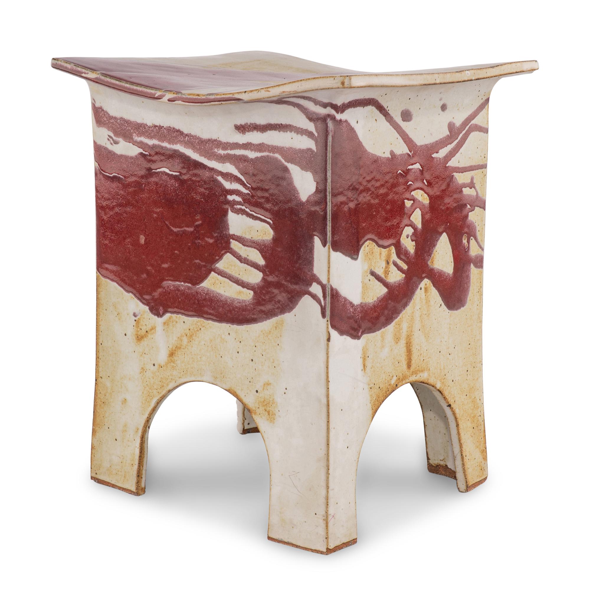 A Studio Ceramic Glazed Stool