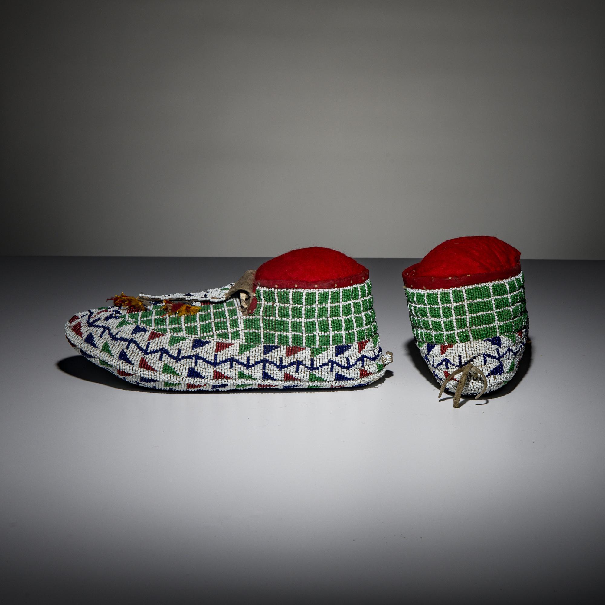 Sioux Fully Beaded Hide Moccasins