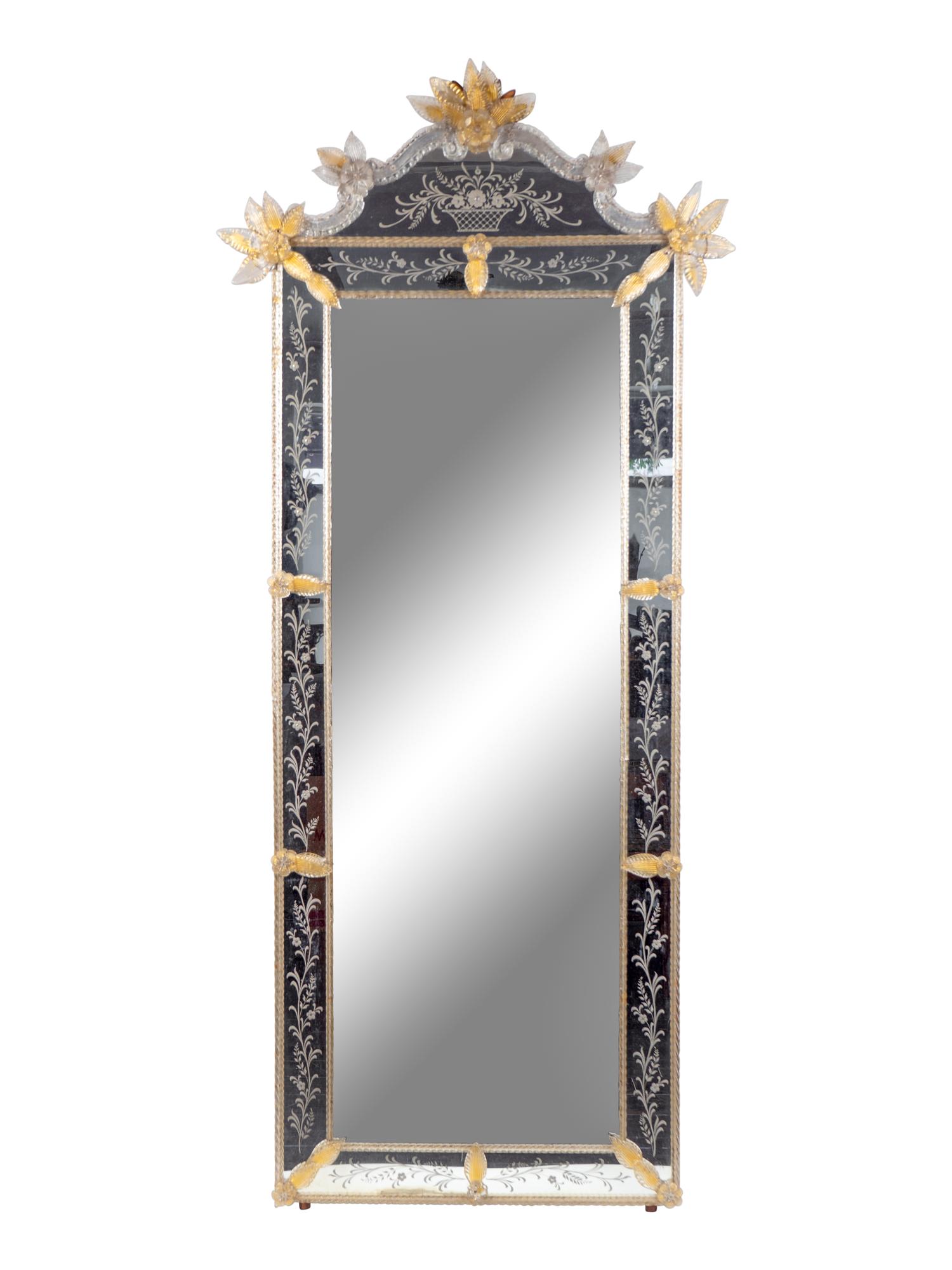 A Venetian Etched Glass Mirror