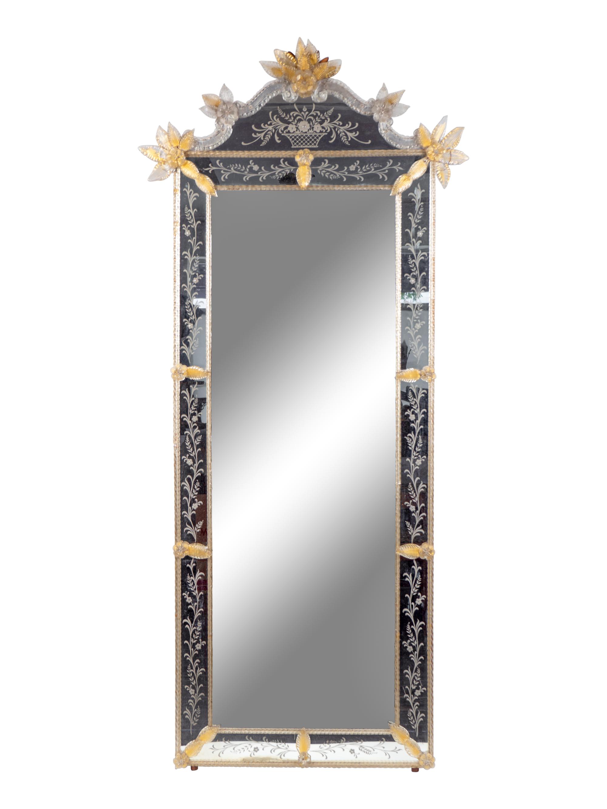A Venetian Etched Glass Mirror