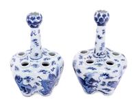 A Pair of Chinese Blue and White Porcelain Tulip Vases