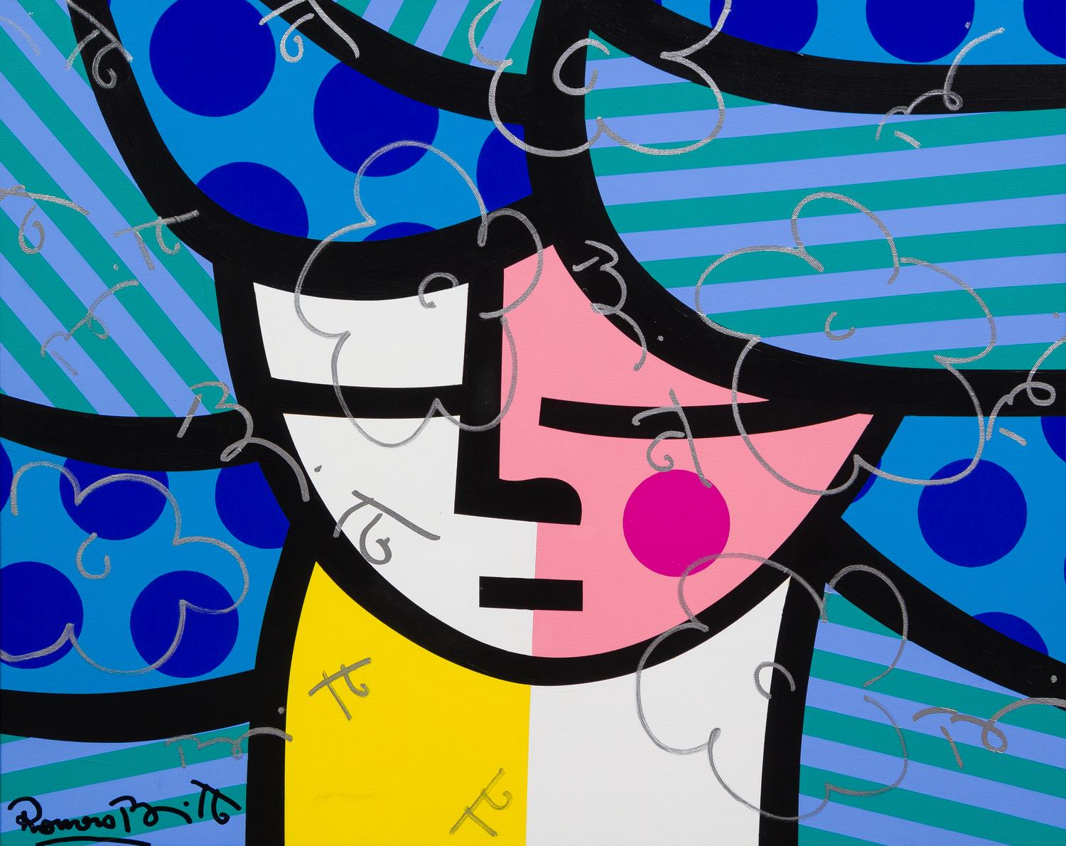 Romero Britto, (Brazilian, b. 1963), Blue Hair, 1996
