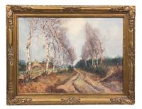 Constance Jacquet, (Belgian, b. 1805), Country Path with Birch Trees