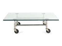 A Glass-Topped Steel Low Table
