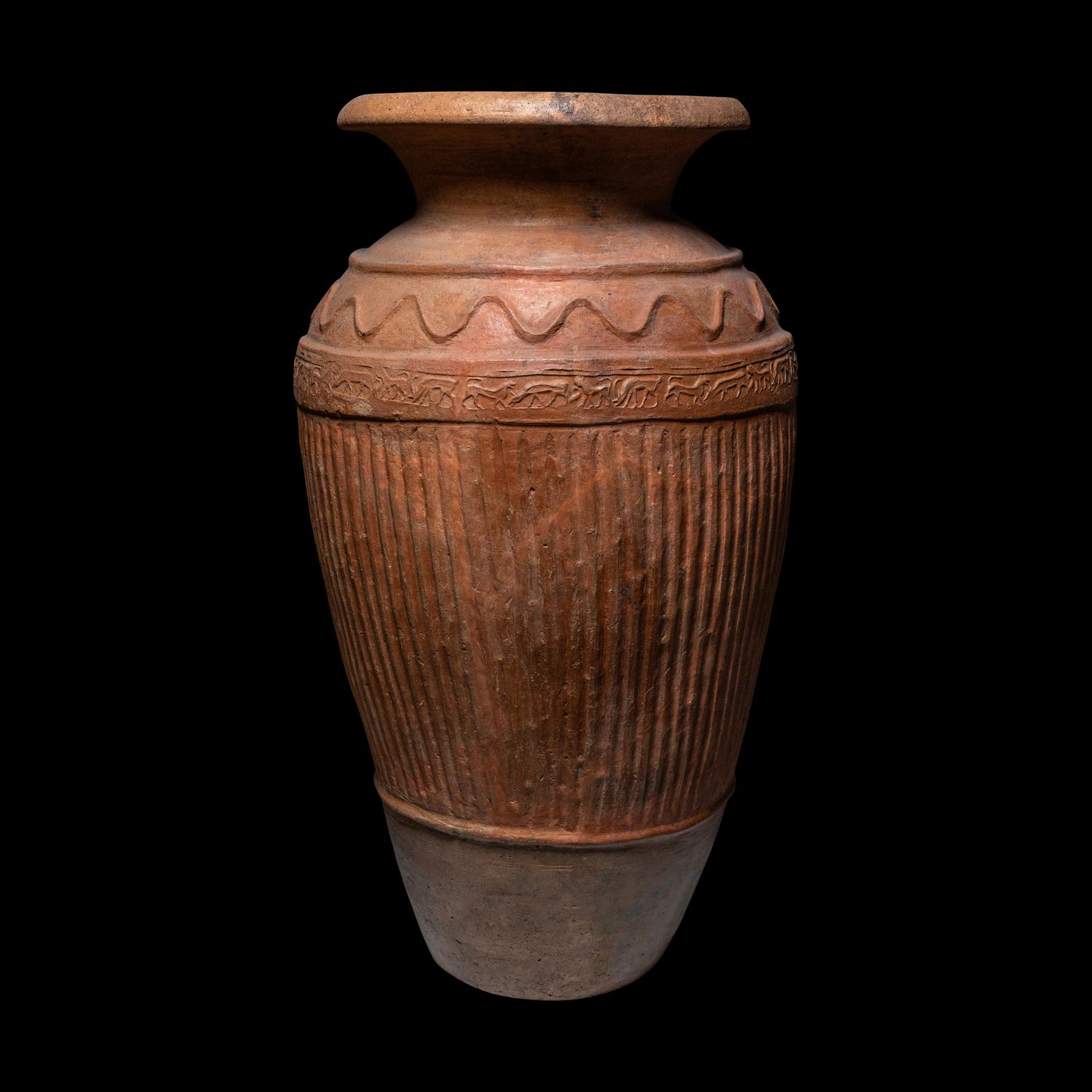 An Etruscan Red-Ware Impasto Pithos with Stamped Frieze