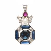 Antique, Sapphire, Multigem, and Platinum Pendant