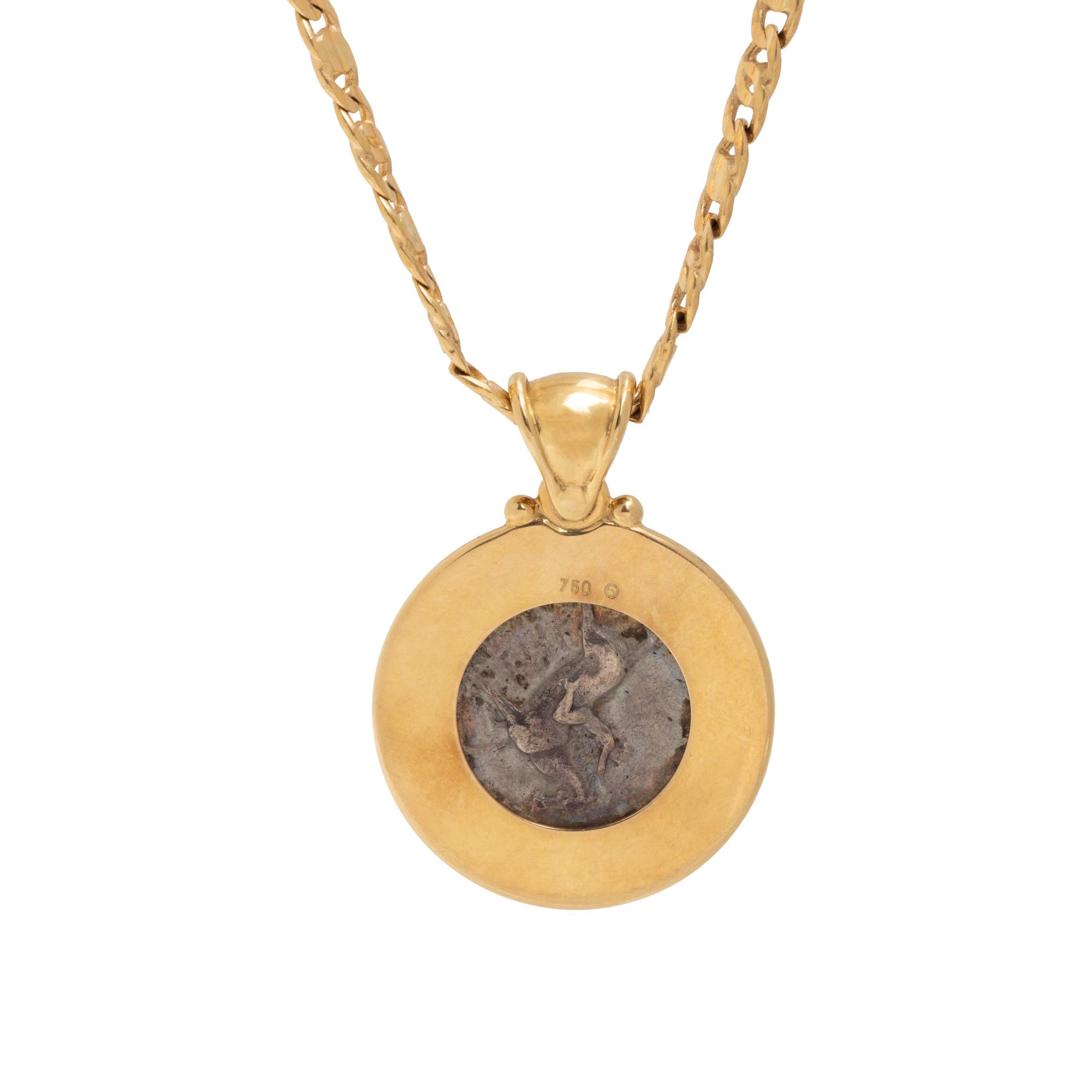YELLOW GOLD AND ANCIENT GREEK COIN PENDANT/NECKLACE