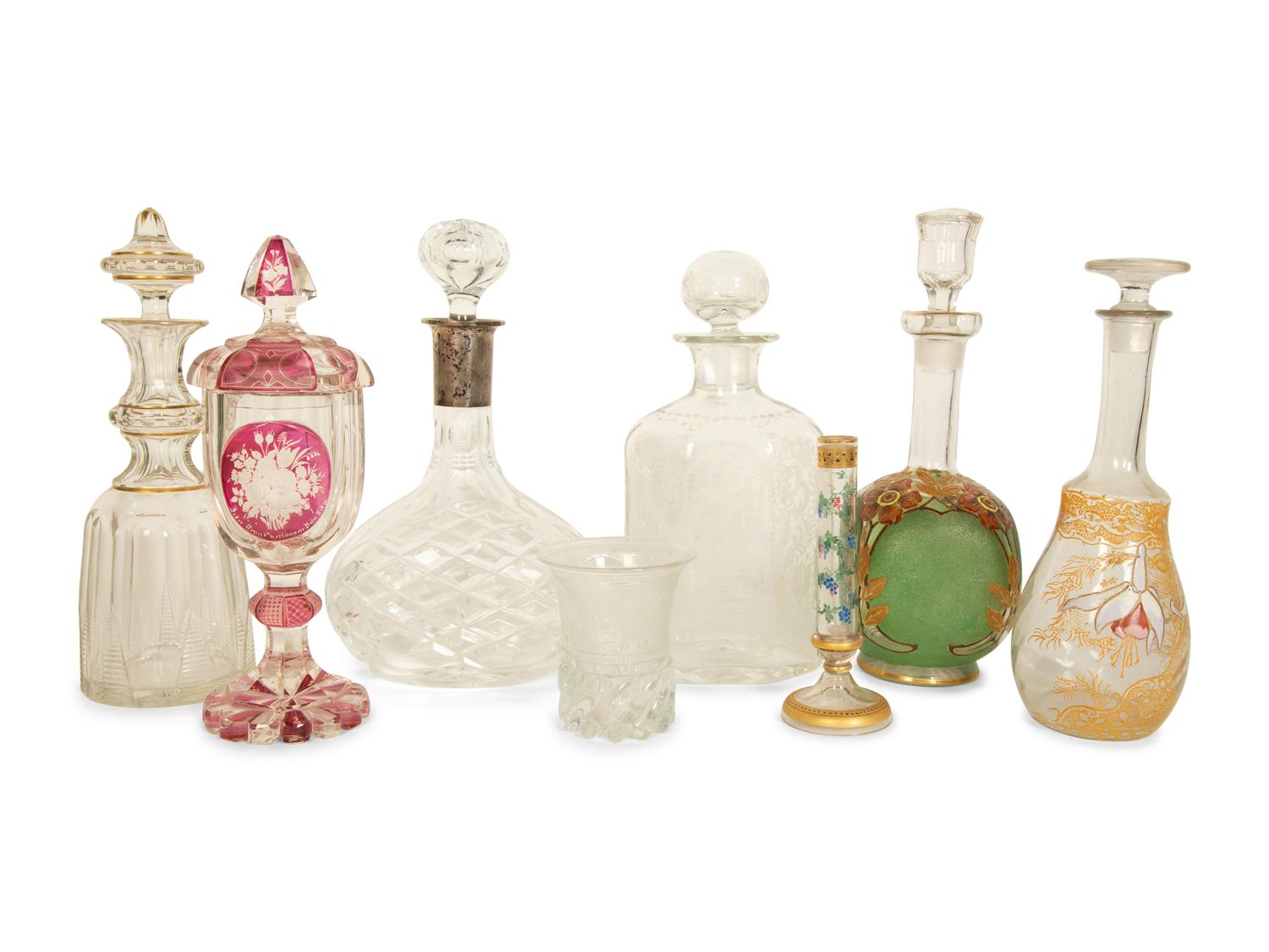 Eight Bohemian Glass Articles