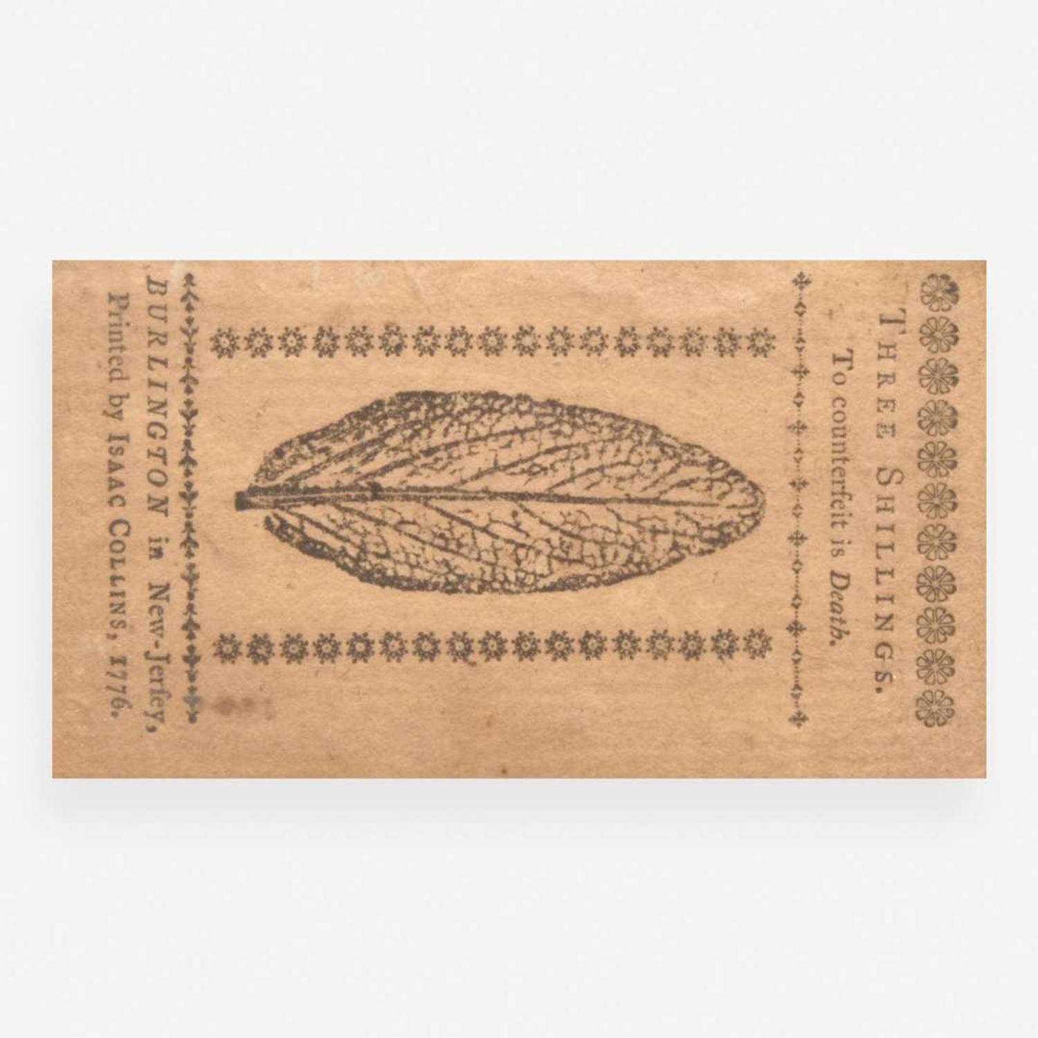 [Declaration of Independence] [New Jersey] Hart, John Colonial Currency Note, signed