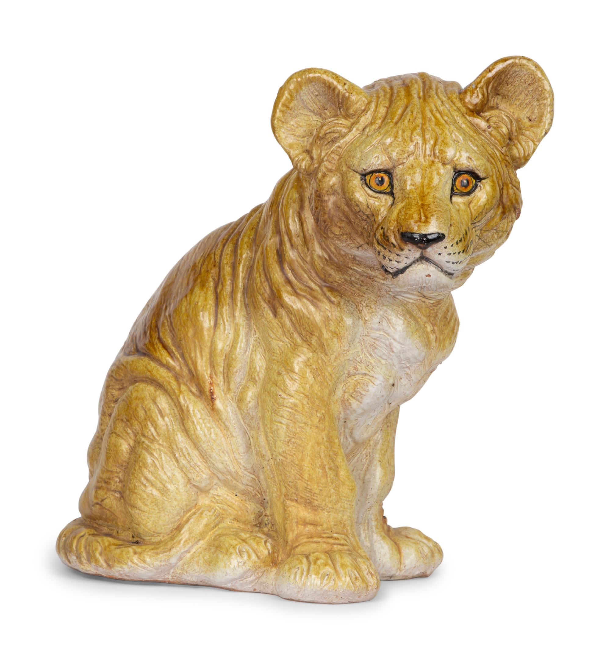 An Italian Glazed Ceramic Model of a Lion Cub — 20TH CENTURY