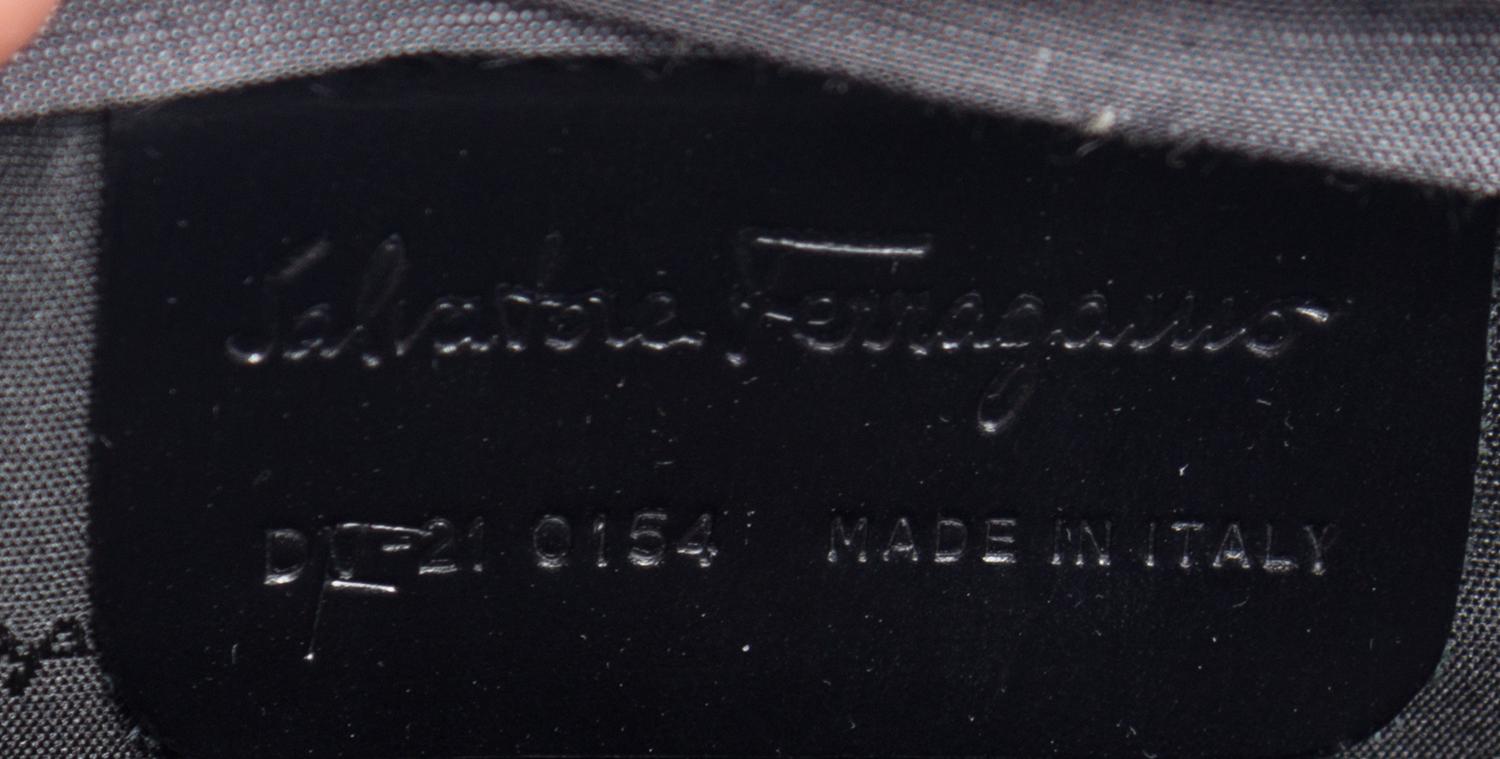 A Salvatore Ferragamo Black Leather Basket Weave Tote, 11" x 8" x 4.5"; Handle drop: 4".