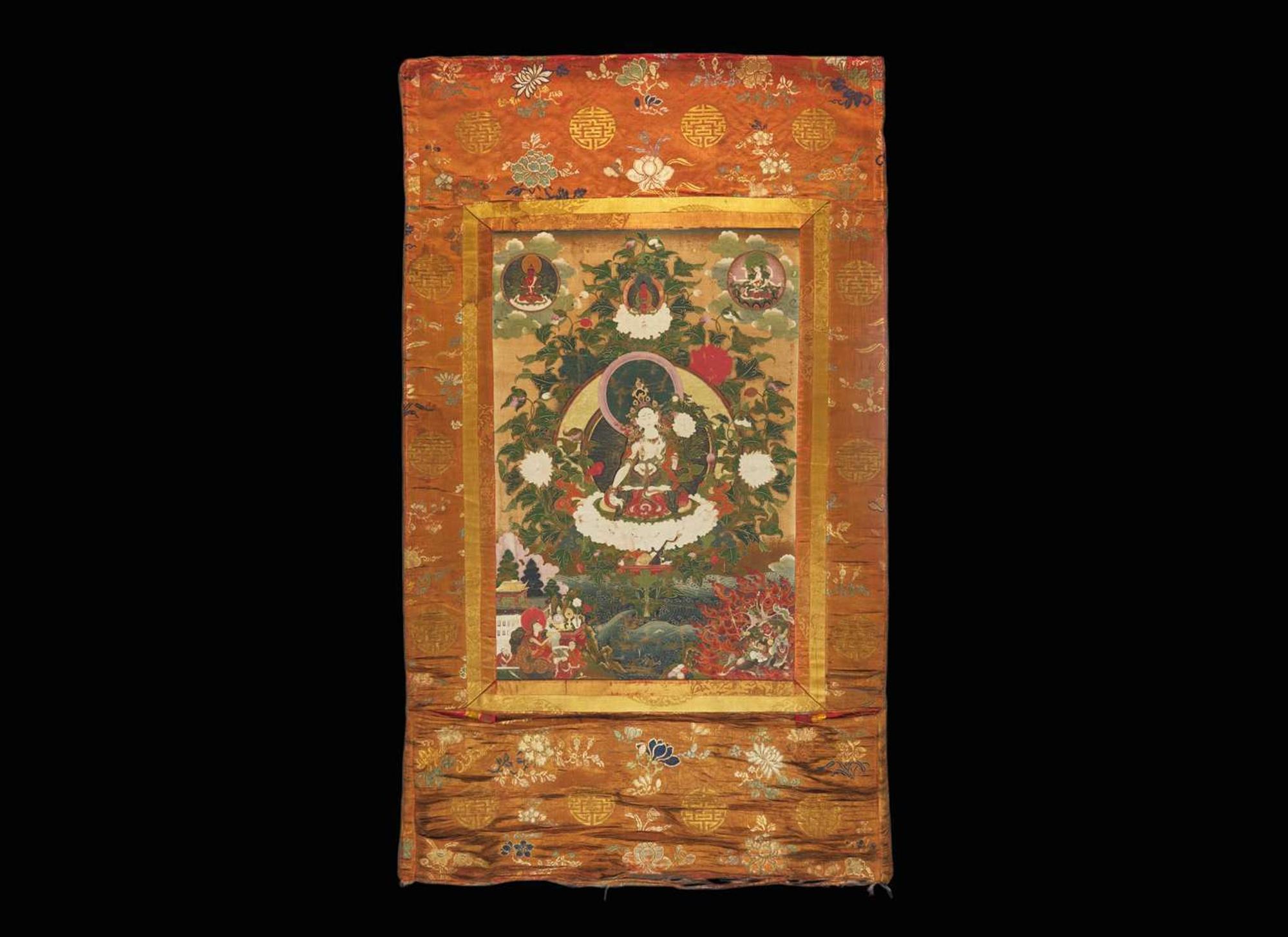 A Tibetan thangka depicting White Tara, 19th century or earlier 白度母唐卡 十九世紀或更早