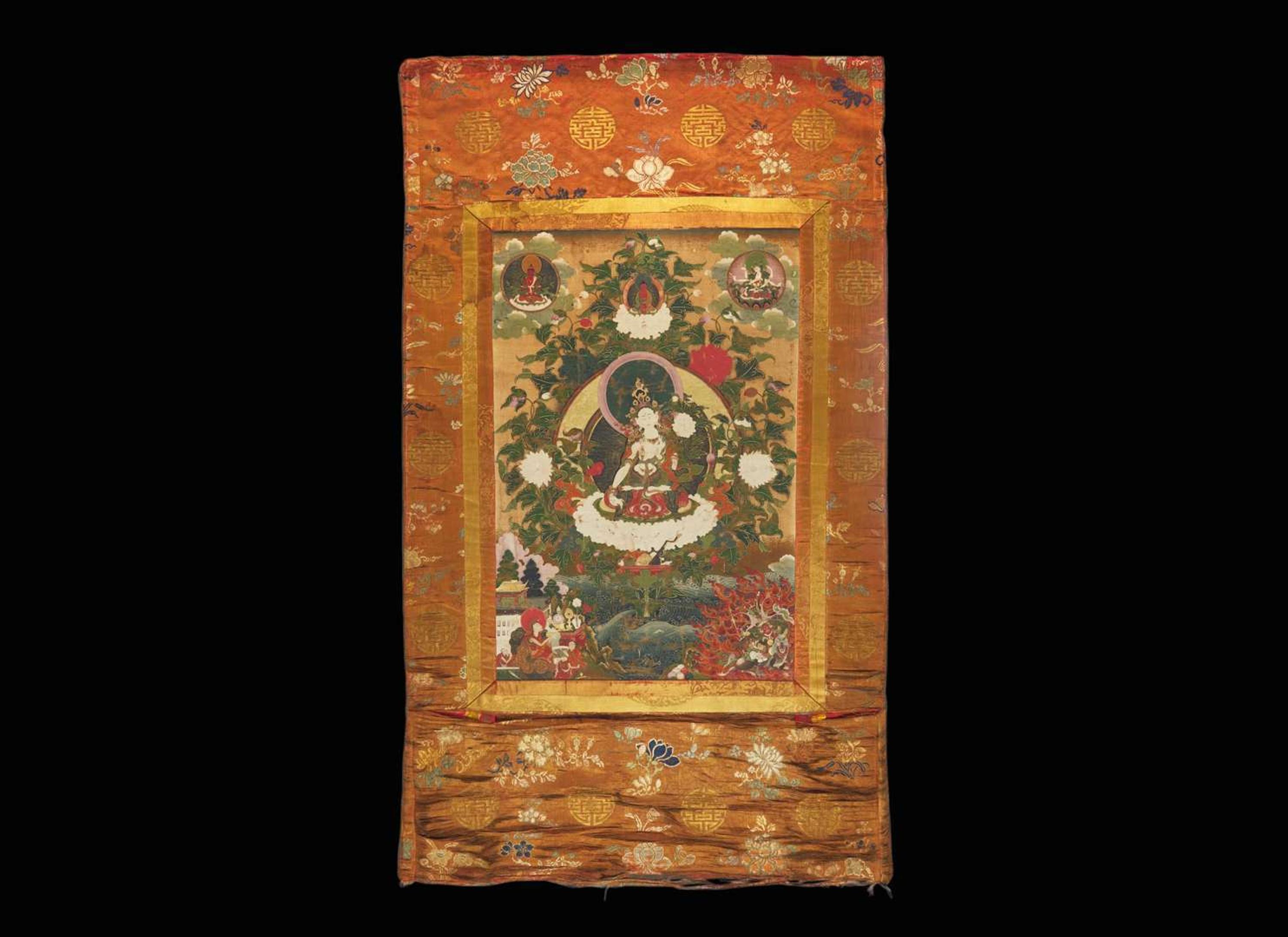 A Tibetan thangka depicting White Tara, 19th century or earlier 白度母唐卡 十九世紀或更早