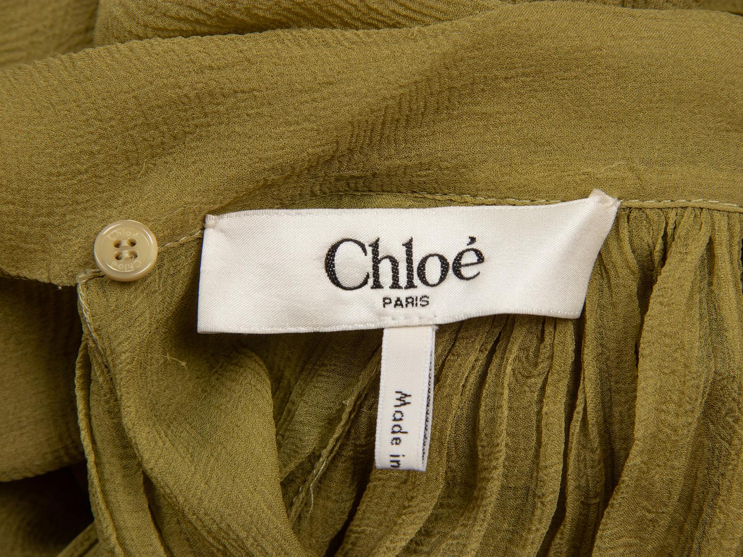 CHLOÉ, GREEN RUFFLE MINIDRESS