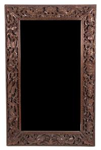 An Indonesian Carved Teak Mirror Height 55 x width 35 inches. — 19TH CENTURY