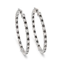 DIAMOND AND BLACK DIAMOND HOOP EARRINGS