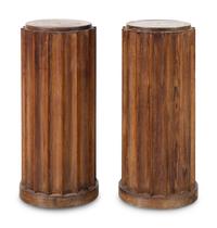 A Pair of Stained Pine Fluted Columnar Pedestals