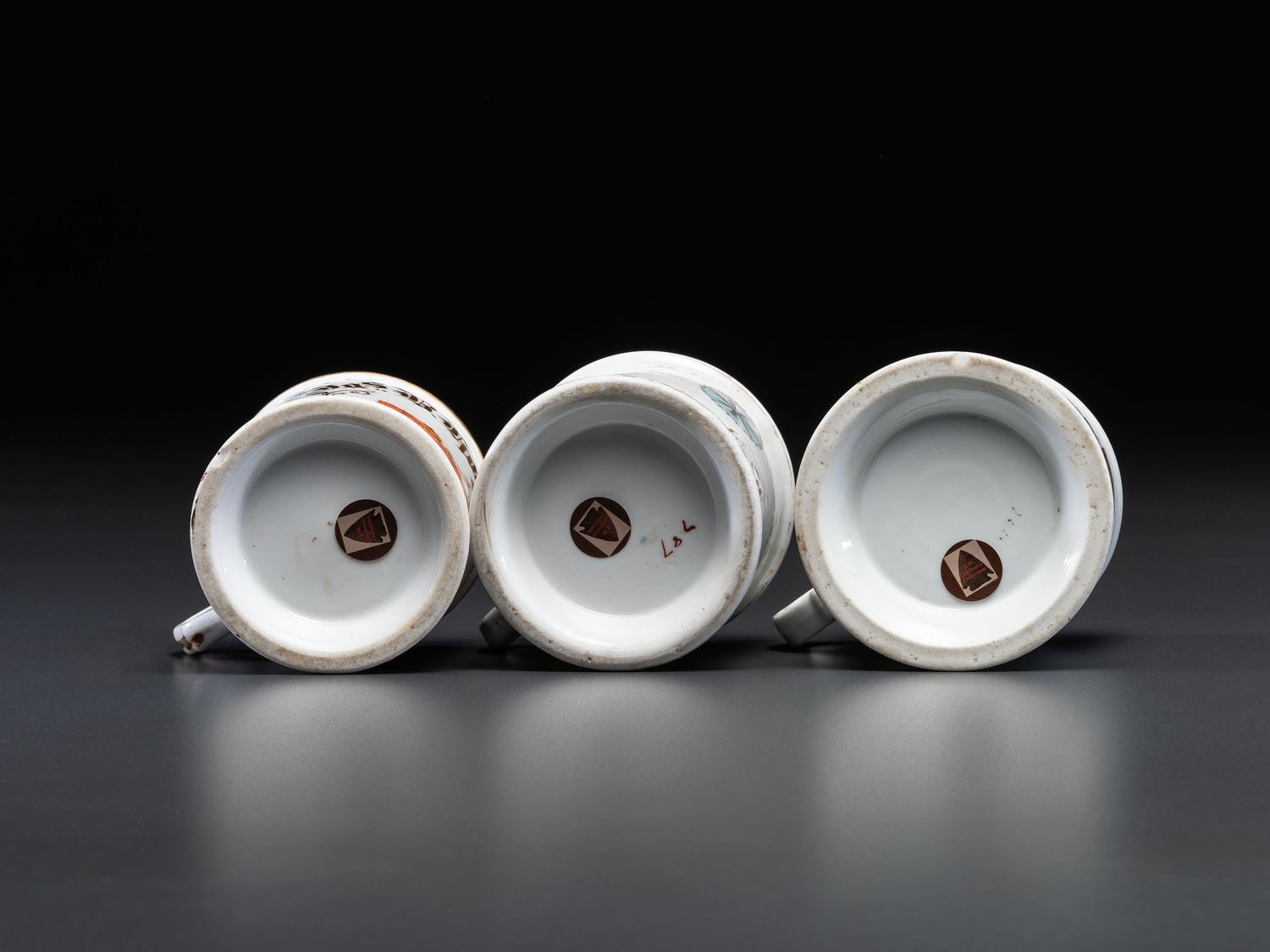 Three Tradesmen's Porcelain Occupational Shaving Mugs