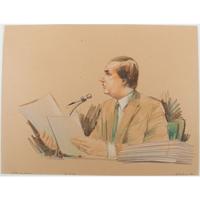 Joan Andrew, Washington Post and CNN Sketch Artist, 24 Original Sketches Documenting the Trial of John Hinckley, Jr., For his Attempted Assassination of Ronald Reagan