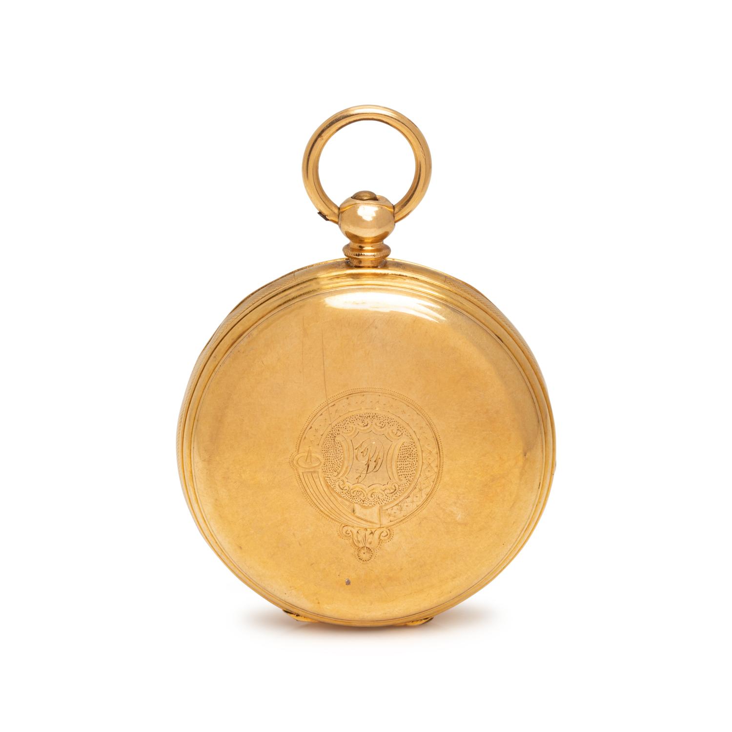 18K YELLOW GOLD OPEN FACE POCKET WATCH