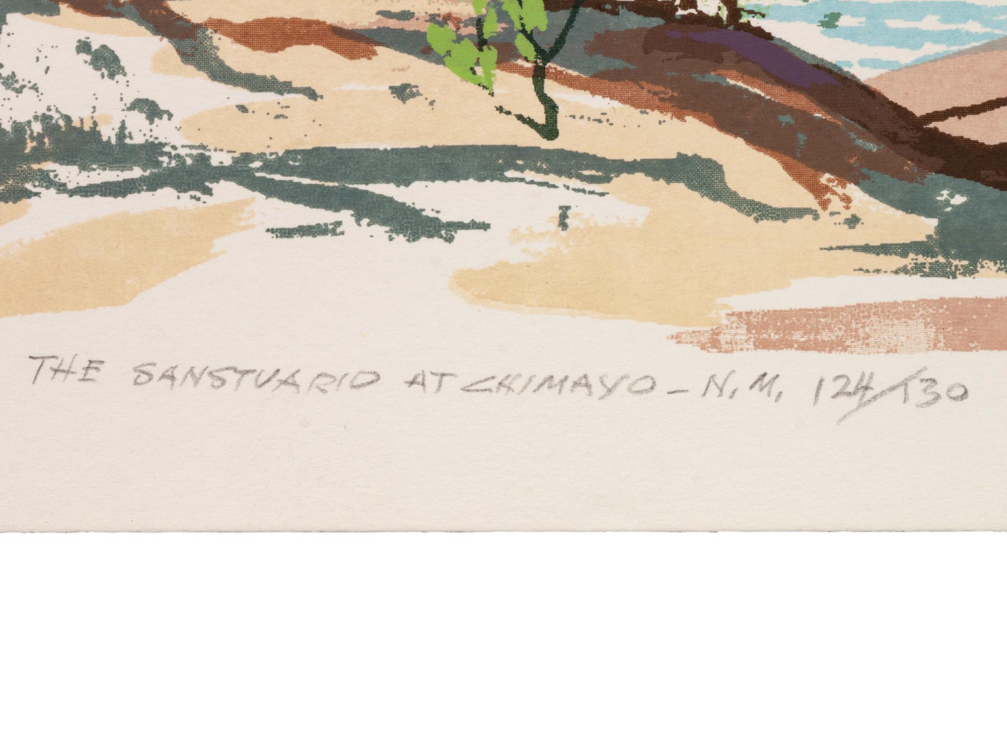 Five Works: Village of Trampas N.M ., edition 64/120; Rio Chama , edition 60/120; High Meadow , edition 86/120; The Stanstuario at Chimayo - N.M., edition 124/130; Palo Verde , edition 83/120