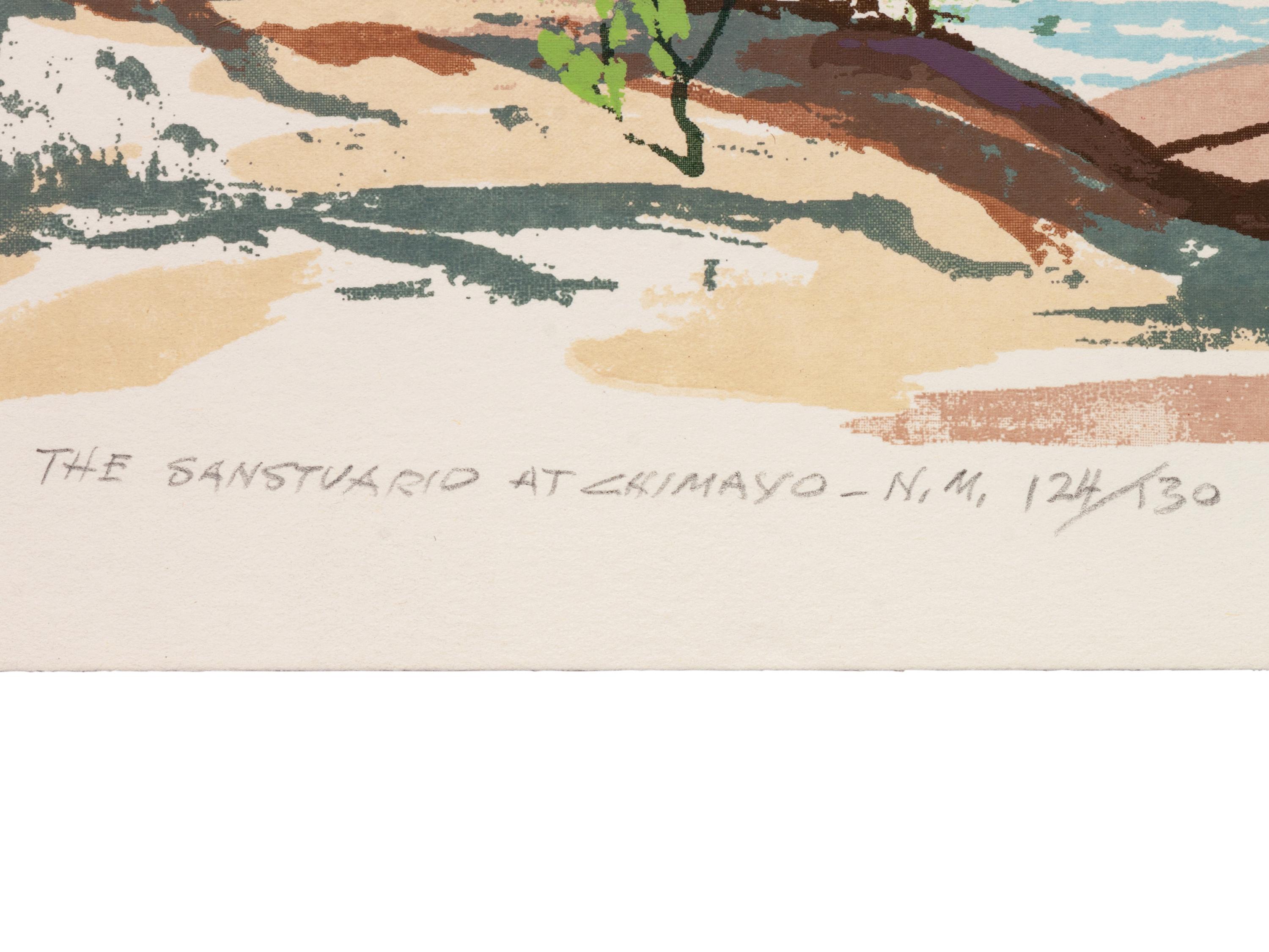 Five Works: Village of Trampas N.M ., edition 64/120; Rio Chama , edition 60/120; High Meadow , edition 86/120; The Stanstuario at Chimayo - N.M., edition 124/130; Palo Verde , edition 83/120