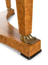 A Large Empire Style Gilt Bronze Mounted Figured Maple Marble-Top Gueridon