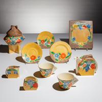 Clarice Cliff (English, 1899–1972) — Petunia pattern , Set of Ten Items