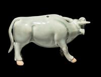 A Japanese Hirado Celadon Glazed Porcelain Water Buffalo-Form Water Dropper