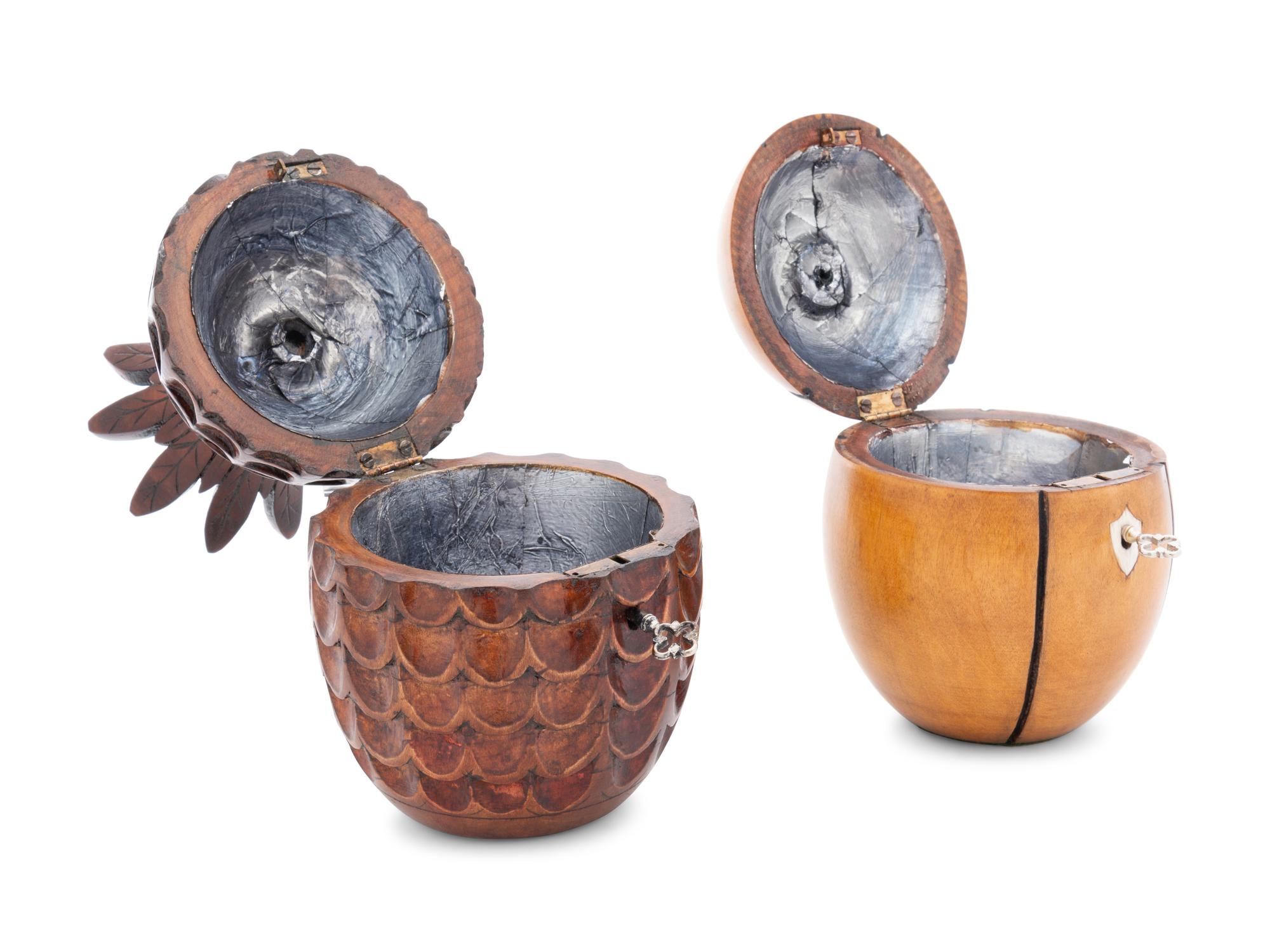 An Apple and Pineapple Form Tea Caddy
