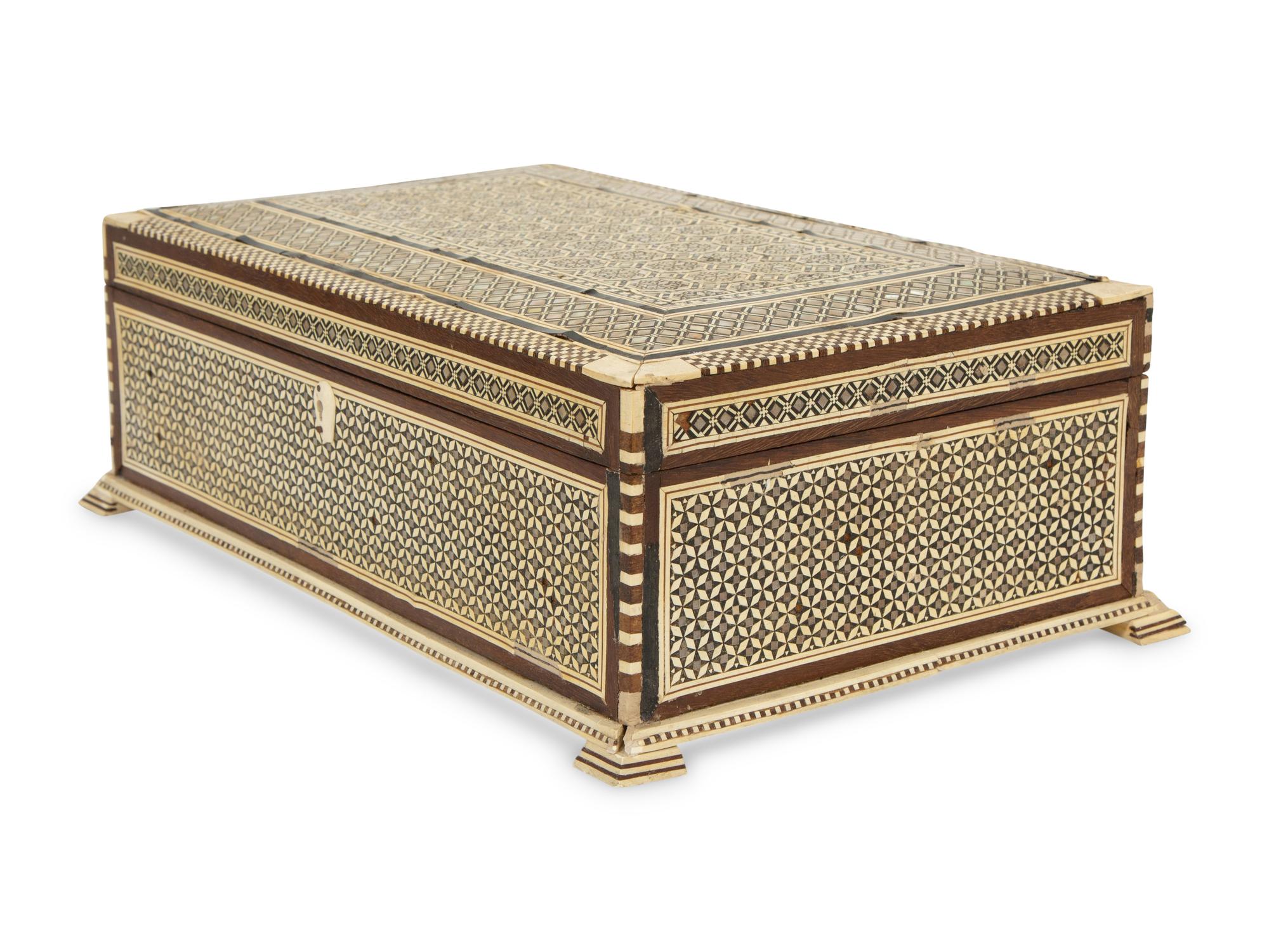 An Egyptian Mother-of-Pearl Parquetry Table Box