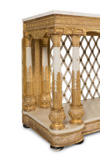 A North European White-Painted and Parcel-Gilt Marble-Top Console Table