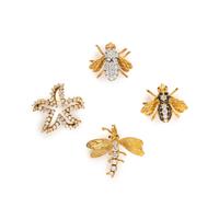COLLECTION OF YELLOW GOLD AND DIAMOND PINS