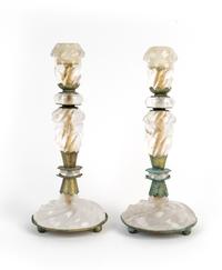 A Pair of Rock Crystal Candlesticks