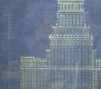 A Blue Print Drawing Signed "Ch. Nov. 1928. Geri A Riedl" 34-1/2 x 24 x 1-1/2 inches (framed) — United States, Circa 1928