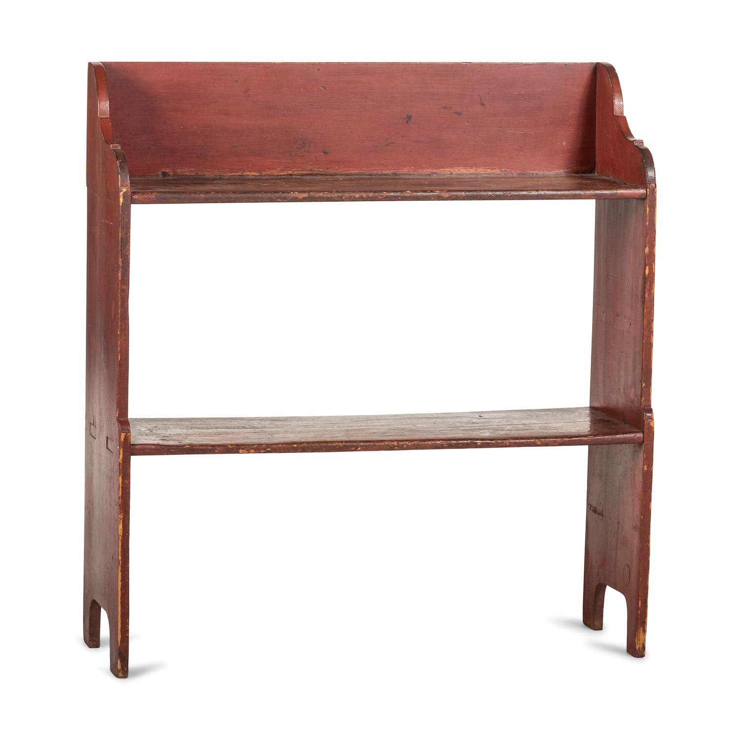 A Primitive Red-Painted Pine Crock Stand