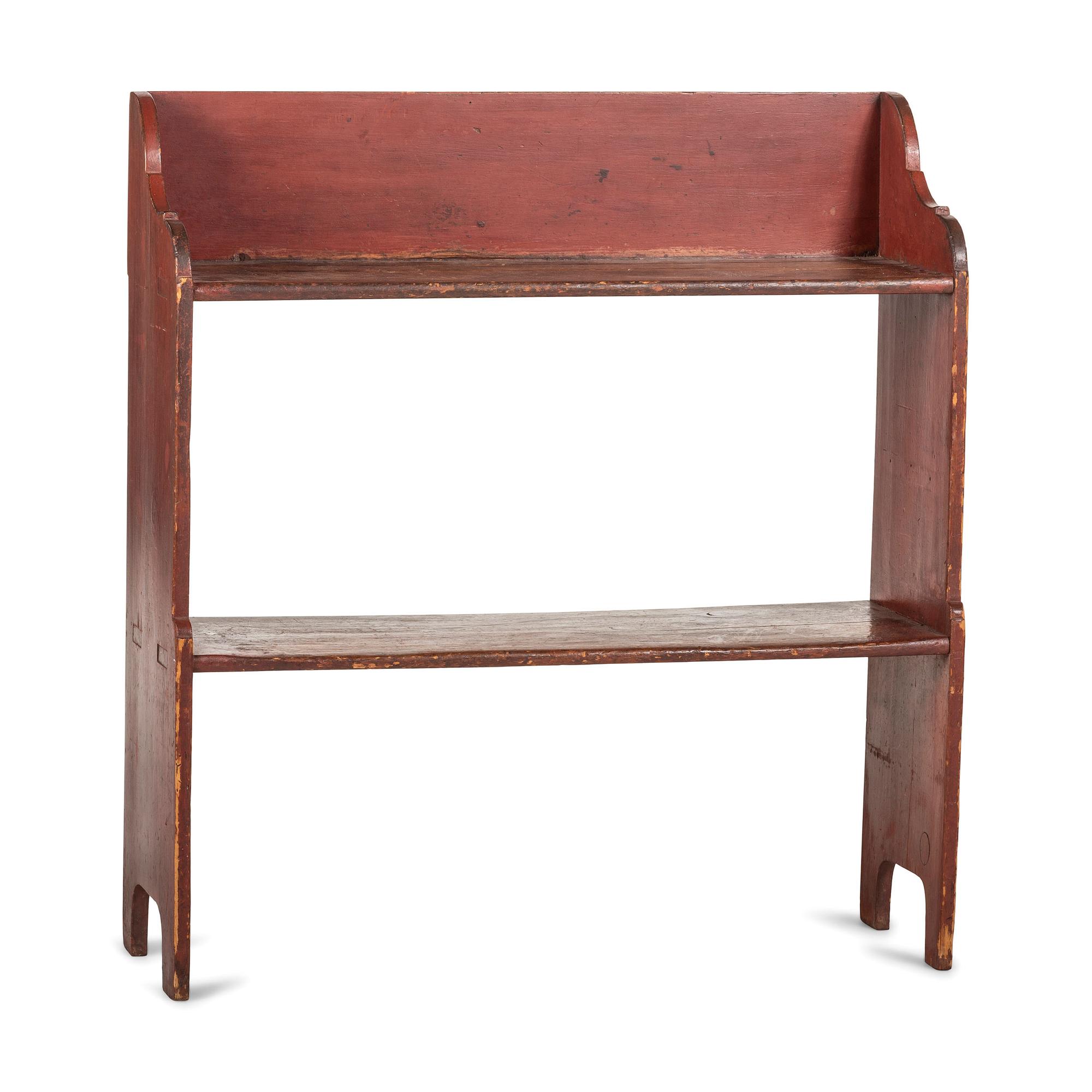 A Primitive Red-Painted Pine Crock Stand
